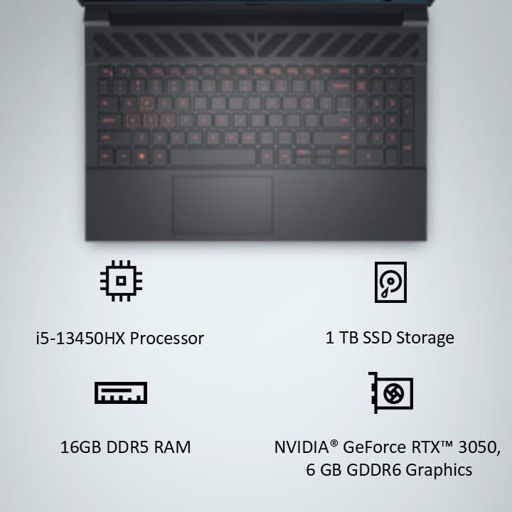 Dell SmartChoice G15-5530, Intel Core i5 13th Gen - 13450HX, NVIDIA RTX 3050-6GB, 16GB RAM, 1TB SSD, FHD 15.6"/39.62 cm, Windows 11, MS Office 24, Dark Shadow Grey, 2.65Kg Gaming Laptop - Image 9