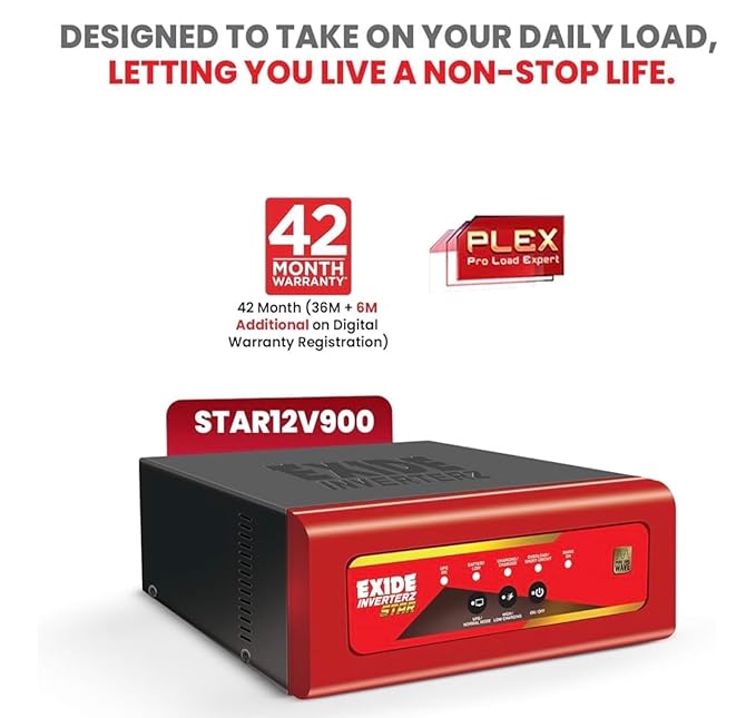 EXIDE INVERTERZ Star(STAR12V1125) 12V Microcontroller Based Pure Sine Wave Inverter for Home, Office and Shop - Image 3