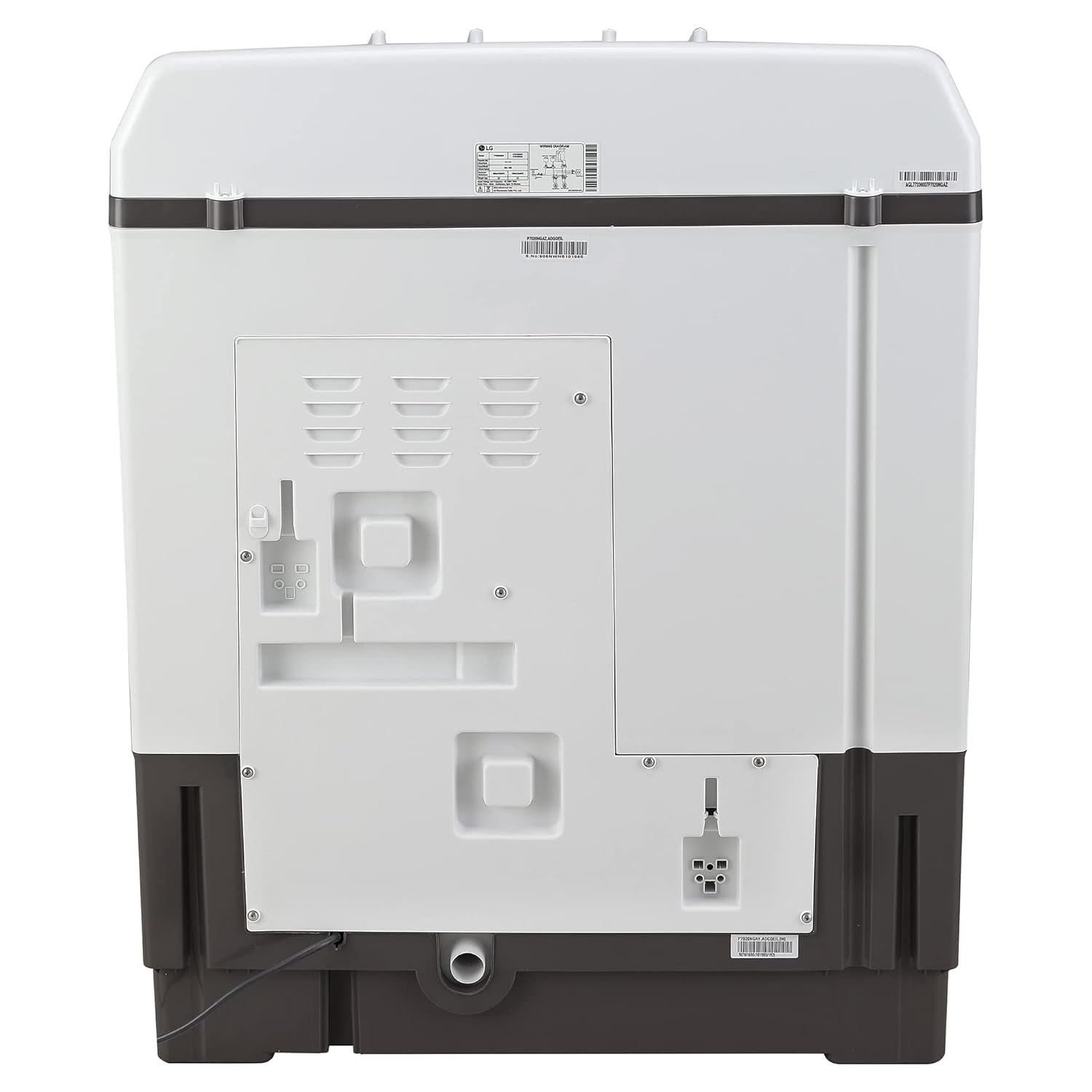 LG 7 Kg 5 Star Wind Jet Dry Semi-Automatic Top Loading Washing Machine (P7020NGAZ, Dark Gray, Rat Away Feature) - Image 2