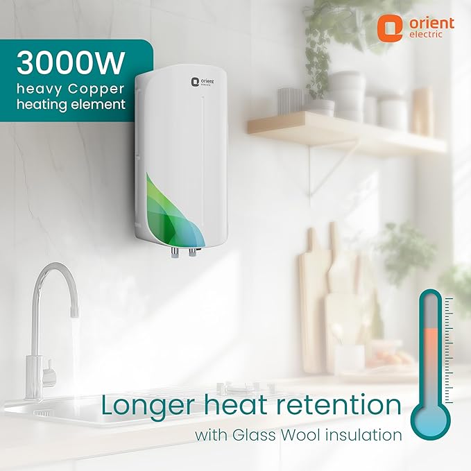 Orient Electric Aura Rapid Pro Geyser|5.9L instant water heater| High grade SS tank | 3000W heavy Copper heating element |6.5 bar pressure compatibility| High-rise Compatible| 5 years tank warrant - Image 4