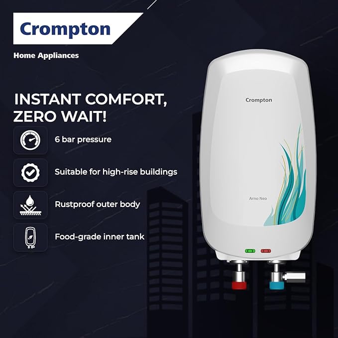 Crompton Arno Neo 3 Litres instant water heater (Geyser) with 3 Level Advance Safety and Food grade technology|Rust proof Body | 5 years tank warranty | 2 years element warranty - Image 3