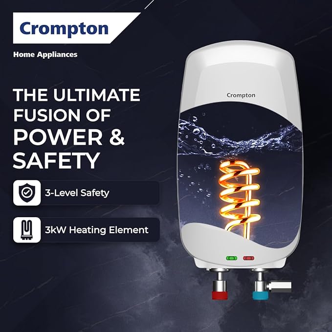 Crompton Arno Neo 3 Litres instant water heater (Geyser) with 3 Level Advance Safety and Food grade technology|Rust proof Body | 5 years tank warranty | 2 years element warranty - Image 4