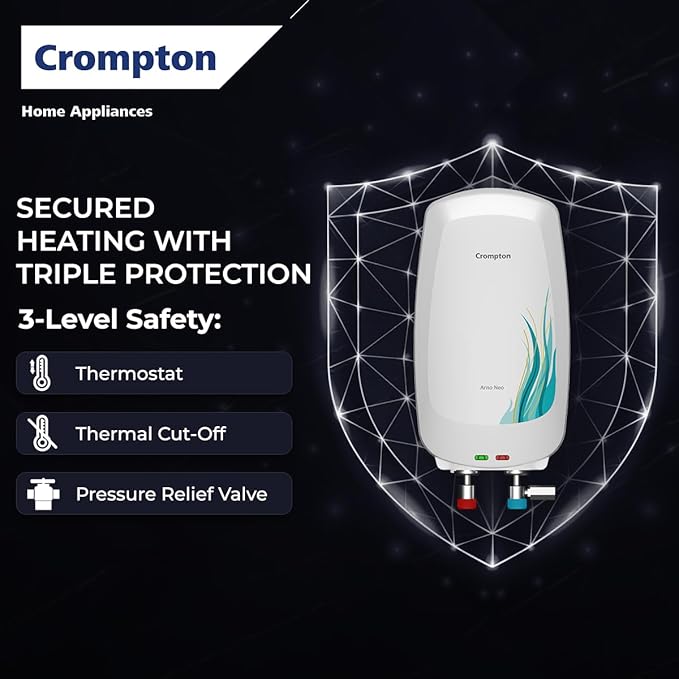 Crompton Arno Neo 3 Litres instant water heater (Geyser) with 3 Level Advance Safety and Food grade technology|Rust proof Body | 5 years tank warranty | 2 years element warranty - Image 5